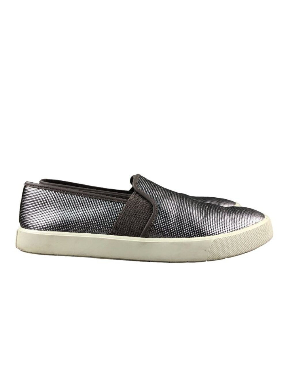 Vince Women's Size 6.5M Blair Pewter Leather Closed Toe Slip On Sneakers Shoes